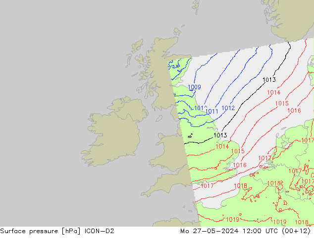 ciśnienie ICON-D2 pon. 27.05.2024 12 UTC