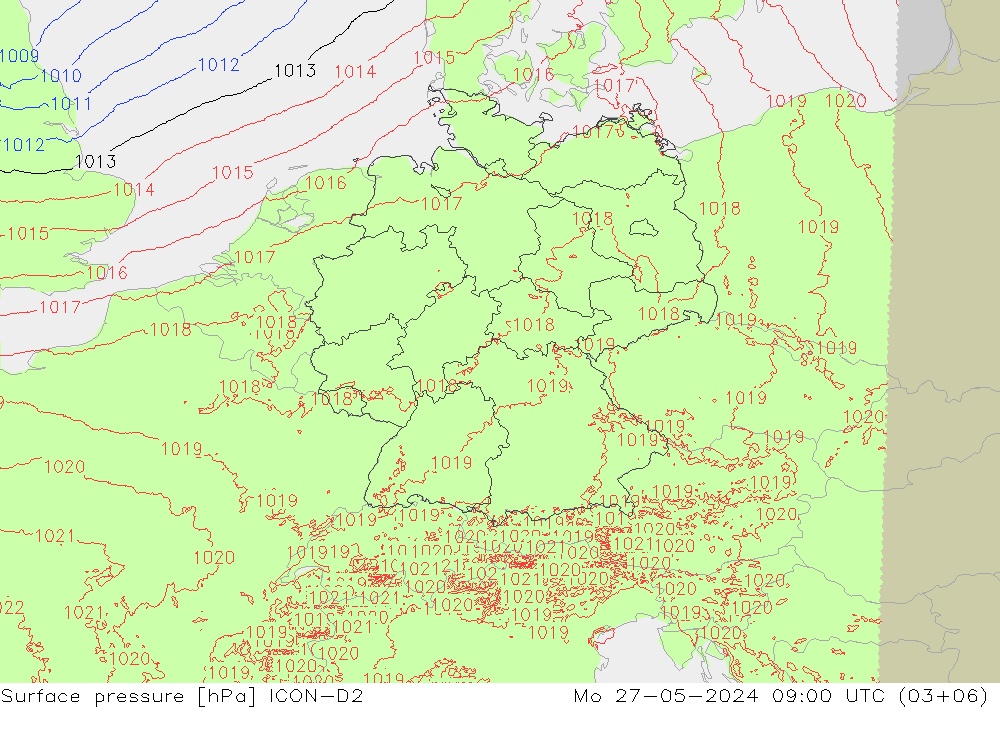 Bodendruck ICON-D2 Mo 27.05.2024 09 UTC