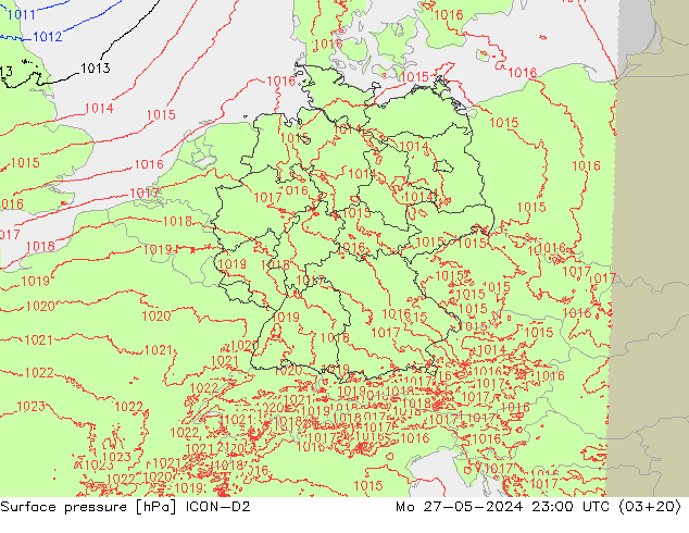 приземное давление ICON-D2 пн 27.05.2024 23 UTC