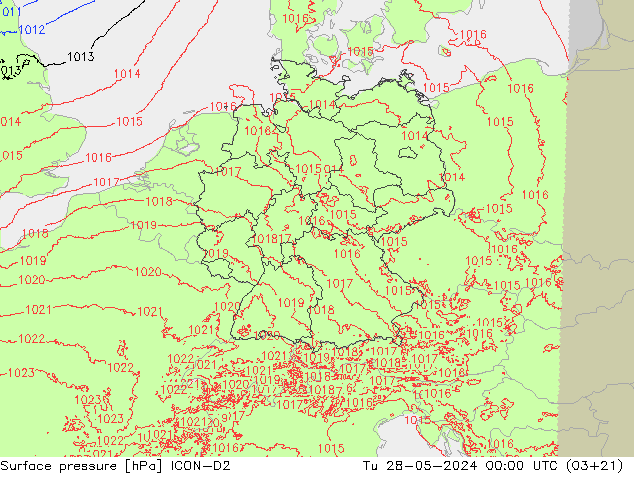 Bodendruck ICON-D2 Di 28.05.2024 00 UTC