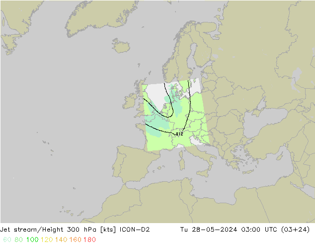 Corrente a getto ICON-D2 mar 28.05.2024 03 UTC