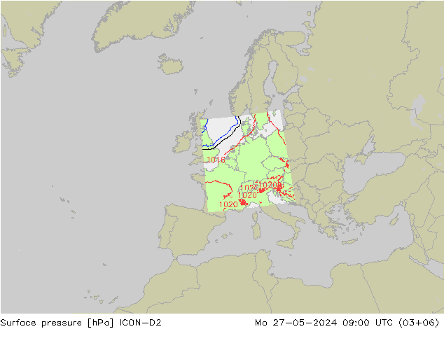 Bodendruck ICON-D2 Mo 27.05.2024 09 UTC