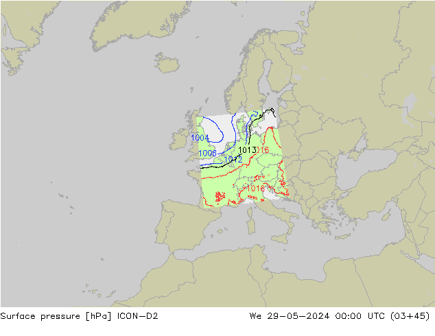 ciśnienie ICON-D2 śro. 29.05.2024 00 UTC