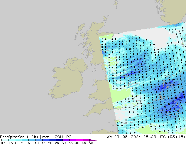 Precipitação (12h) ICON-D2 Qua 29.05.2024 03 UTC