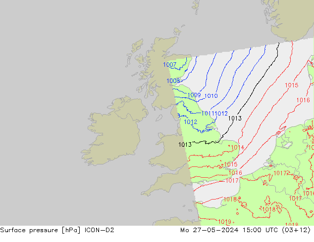 Luchtdruk (Grond) ICON-D2 ma 27.05.2024 15 UTC