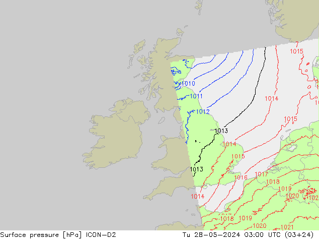 Yer basıncı ICON-D2 Sa 28.05.2024 03 UTC