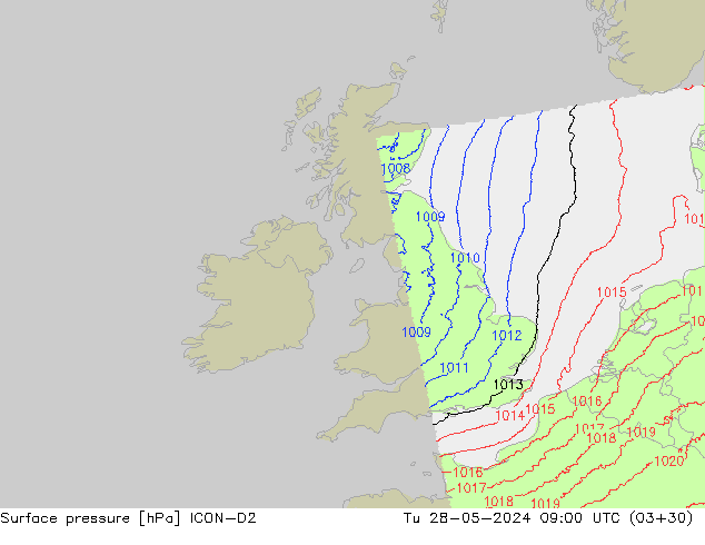 Bodendruck ICON-D2 Di 28.05.2024 09 UTC