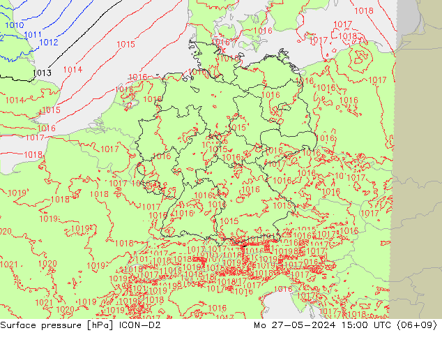 Yer basıncı ICON-D2 Pzt 27.05.2024 15 UTC