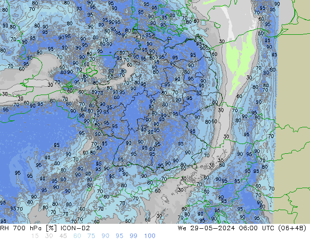 RH 700 hPa ICON-D2 We 29.05.2024 06 UTC