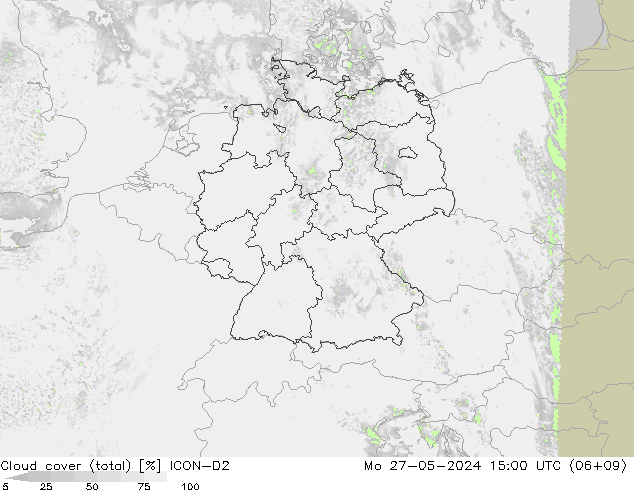 Bulutlar (toplam) ICON-D2 Pzt 27.05.2024 15 UTC