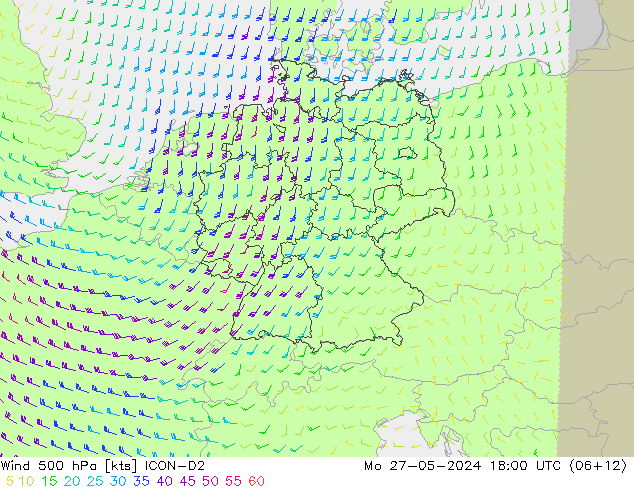 Wind 500 hPa ICON-D2 Mo 27.05.2024 18 UTC