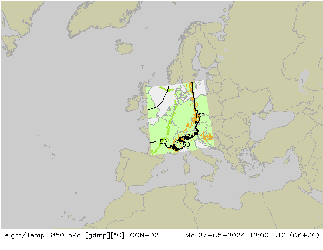 Height/Temp. 850 hPa ICON-D2 星期一 27.05.2024 12 UTC