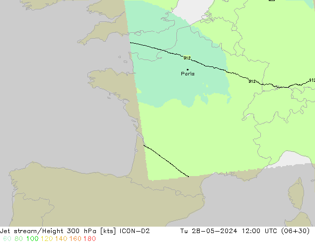 Straalstroom ICON-D2 di 28.05.2024 12 UTC