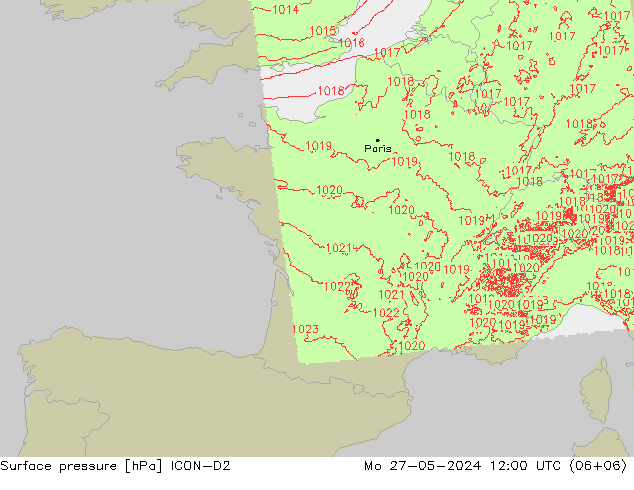 Bodendruck ICON-D2 Mo 27.05.2024 12 UTC