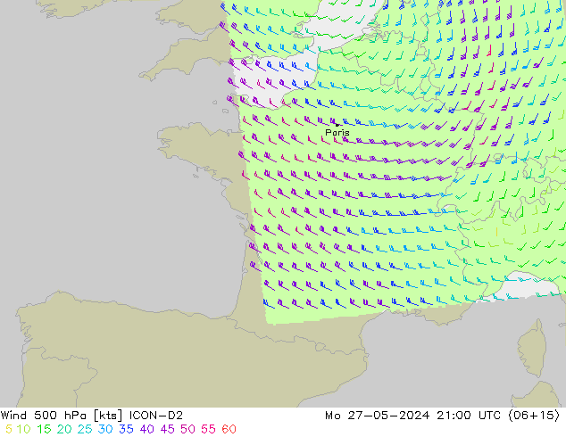 Wind 500 hPa ICON-D2 Mo 27.05.2024 21 UTC