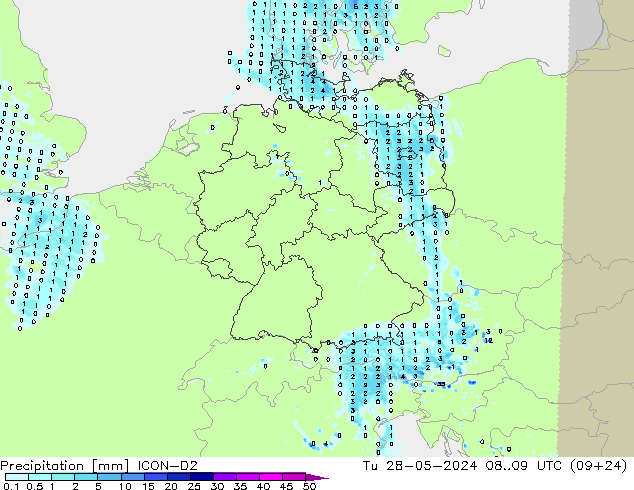 precipitação ICON-D2 Ter 28.05.2024 09 UTC