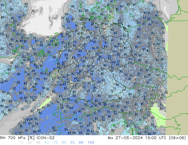 RH 700 hPa ICON-D2 Mo 27.05.2024 15 UTC