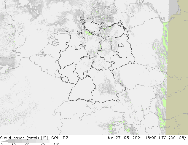 Wolken (gesamt) ICON-D2 Mo 27.05.2024 15 UTC