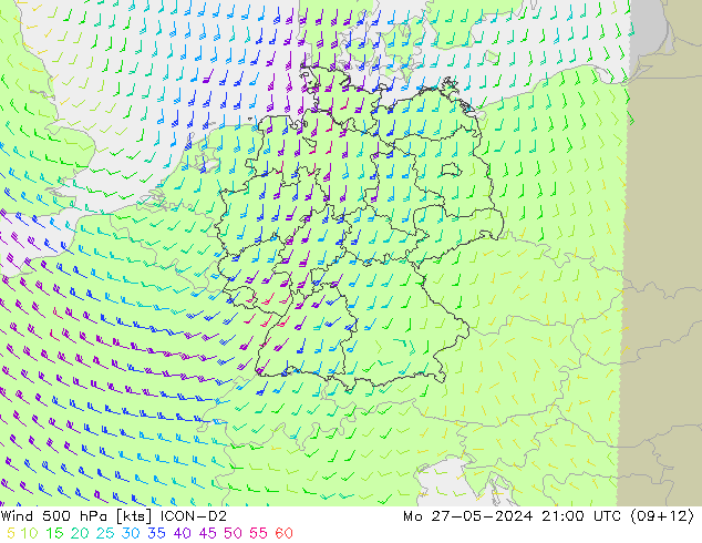 Wind 500 hPa ICON-D2 Mo 27.05.2024 21 UTC