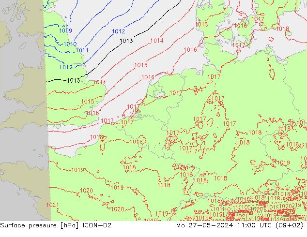 Bodendruck ICON-D2 Mo 27.05.2024 11 UTC