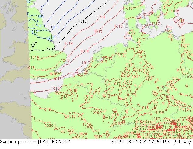 pression de l'air ICON-D2 lun 27.05.2024 12 UTC