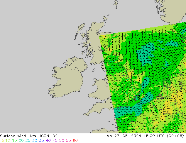 Surface wind ICON-D2 Mo 27.05.2024 15 UTC