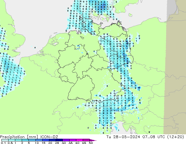 precipitação ICON-D2 Ter 28.05.2024 08 UTC