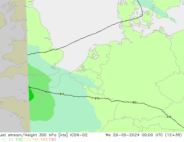 Jet stream/Height 300 hPa ICON-D2 We 29.05.2024 00 UTC