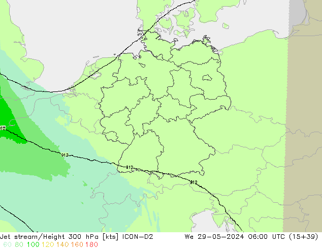 Jet stream/Height 300 hPa ICON-D2 We 29.05.2024 06 UTC