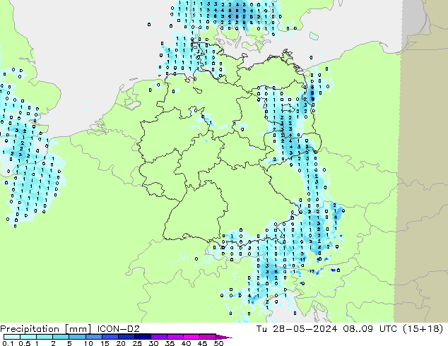 Precipitation ICON-D2 Tu 28.05.2024 09 UTC