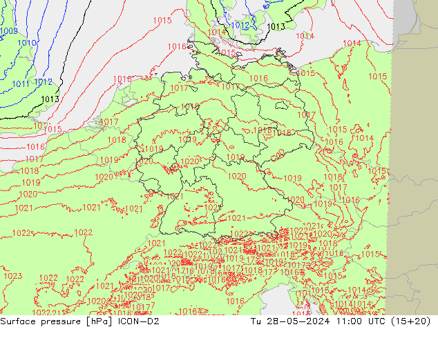 ciśnienie ICON-D2 wto. 28.05.2024 11 UTC