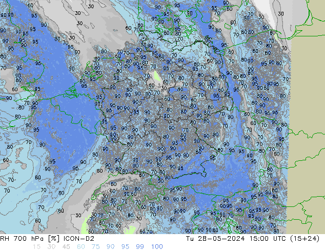 700 hPa Nispi Nem ICON-D2 Sa 28.05.2024 15 UTC