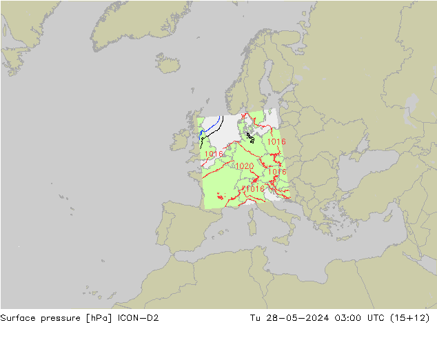 Bodendruck ICON-D2 Di 28.05.2024 03 UTC