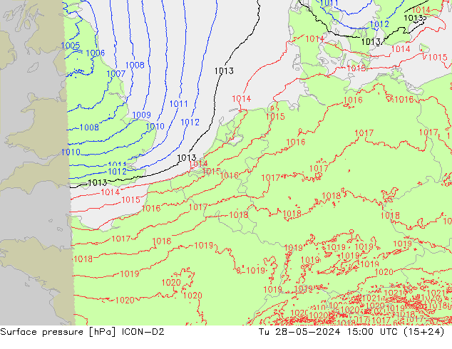 приземное давление ICON-D2 вт 28.05.2024 15 UTC