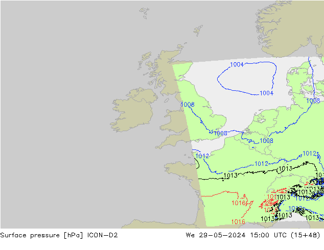 Bodendruck ICON-D2 Mi 29.05.2024 15 UTC