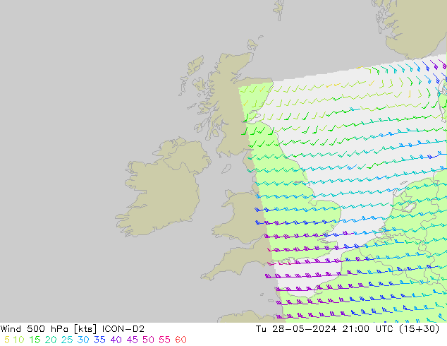 Viento 500 hPa ICON-D2 mar 28.05.2024 21 UTC