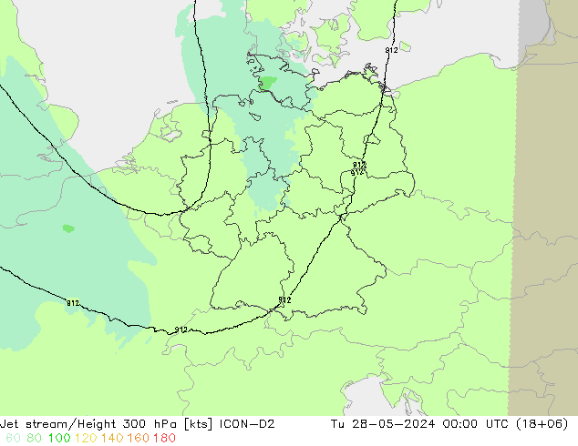 Straalstroom ICON-D2 di 28.05.2024 00 UTC