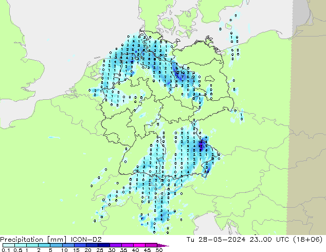 Precipitación ICON-D2 mar 28.05.2024 00 UTC