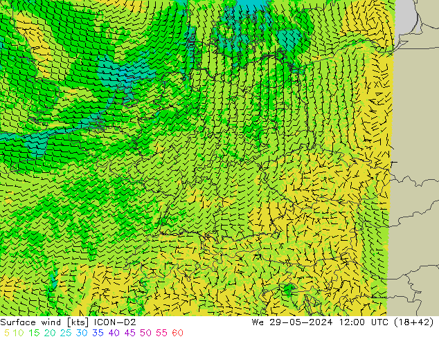  10 m ICON-D2  29.05.2024 12 UTC
