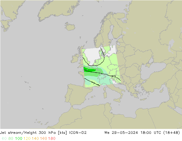 Straalstroom ICON-D2 wo 29.05.2024 18 UTC