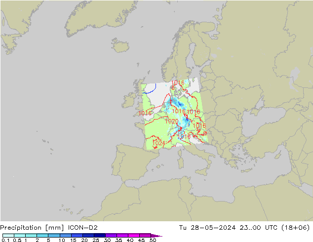 Precipitation ICON-D2 Tu 28.05.2024 00 UTC