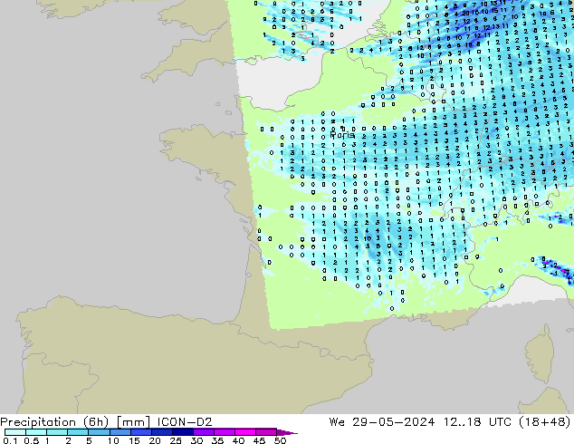 opad (6h) ICON-D2 śro. 29.05.2024 18 UTC