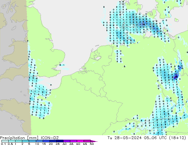 Precipitazione ICON-D2 mar 28.05.2024 06 UTC