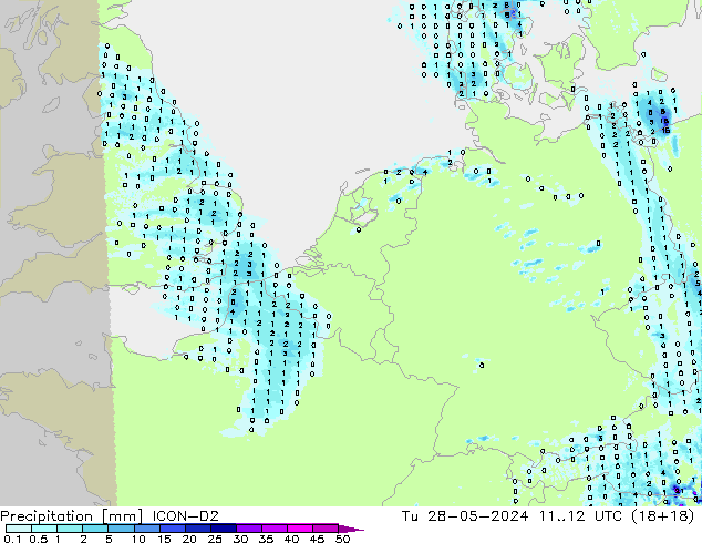 Precipitazione ICON-D2 mar 28.05.2024 12 UTC