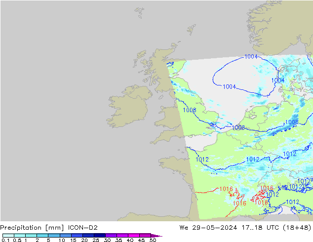 Yağış ICON-D2 Çar 29.05.2024 18 UTC