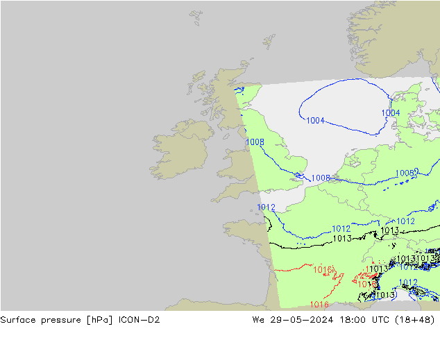 приземное давление ICON-D2 ср 29.05.2024 18 UTC