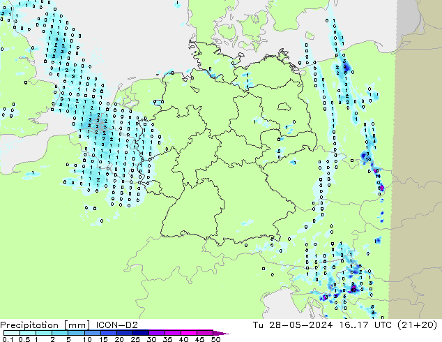 Niederschlag ICON-D2 Di 28.05.2024 17 UTC