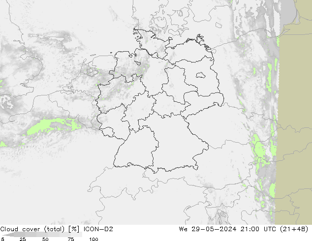 Bewolking (Totaal) ICON-D2 wo 29.05.2024 21 UTC