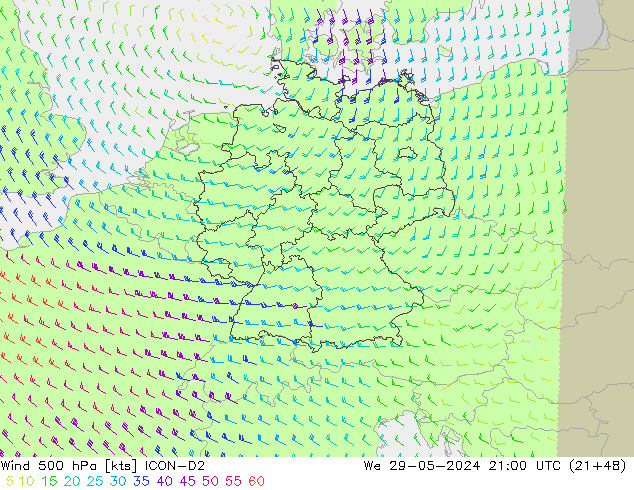  500 hPa ICON-D2  29.05.2024 21 UTC