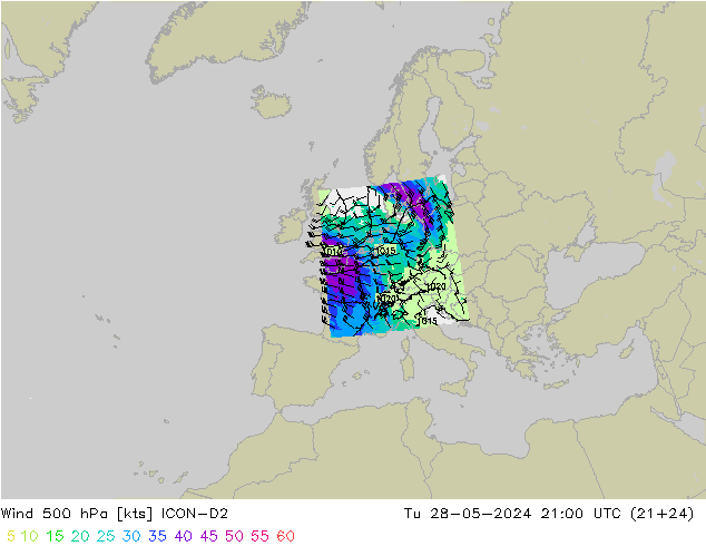  500 hPa ICON-D2  28.05.2024 21 UTC